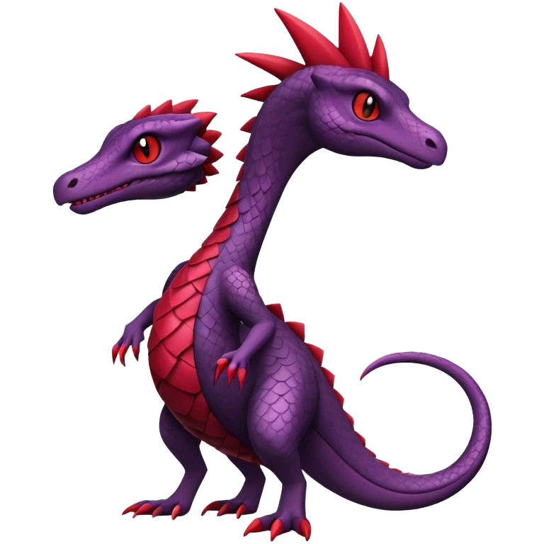 Black and purple and red Sceptile-Salazzle-Pokémon-Fakémon-creature emoji
