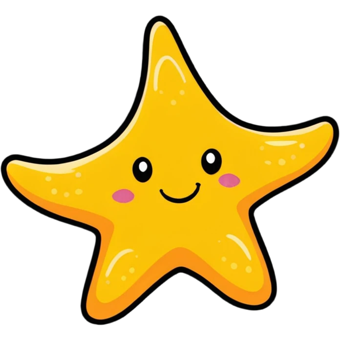 cute cheerful starfish character with a smile emoji