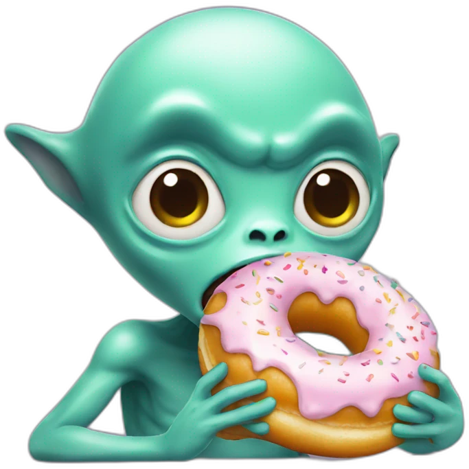 cute alien eating donut emoji