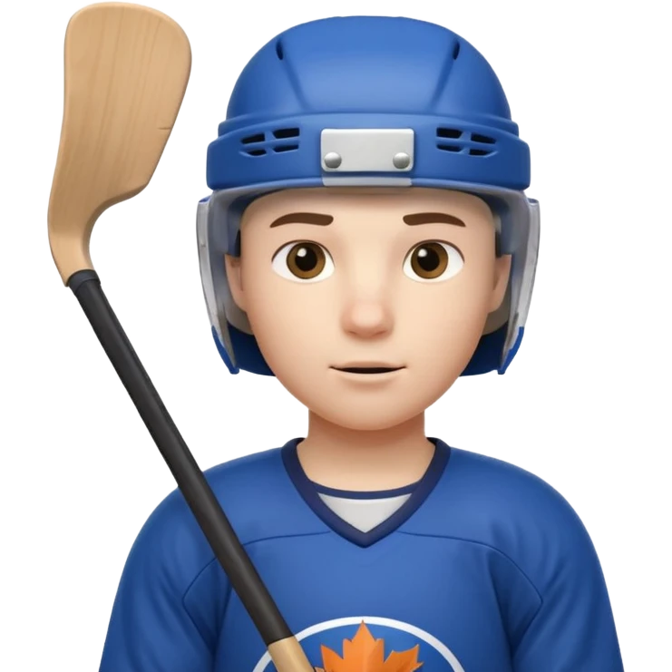 ice hockey player portrait, head and shoulders only, wearing hockey helmet with visor, team jersey collar, holding hockey stick near shoulder, focused competitive expression, 3D cartoon style, mobile game icon style, clean background, no text, no watermark

 emoji