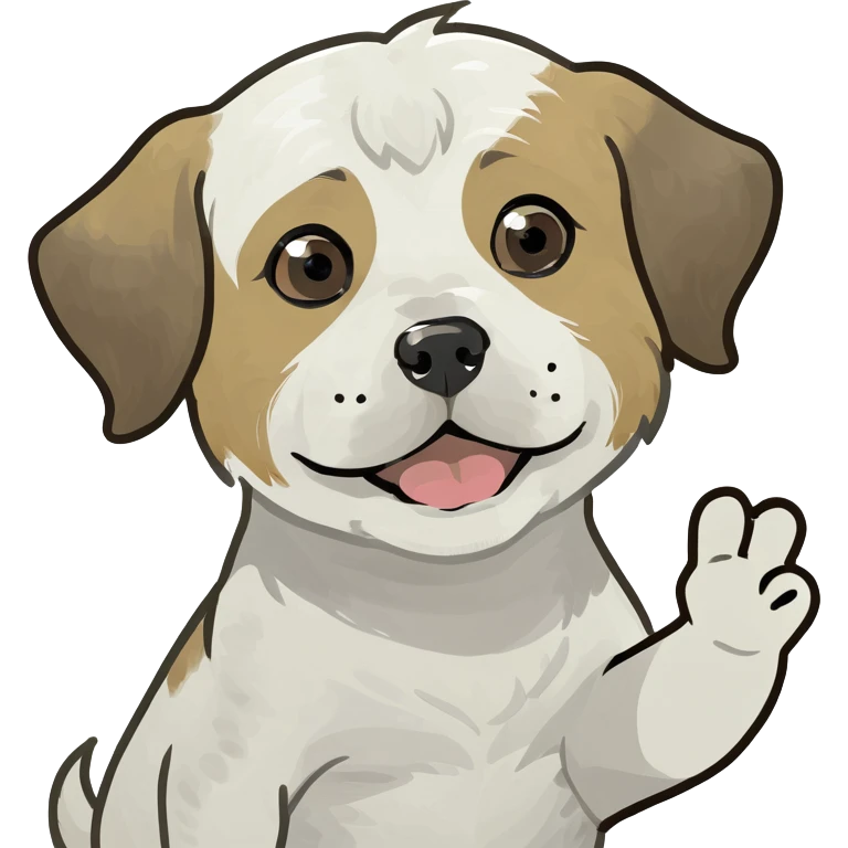 Shitzu puppy waving emoji