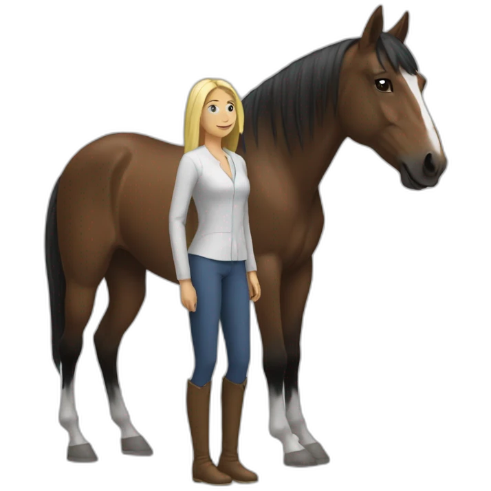 horse and a woman standing next to him emoji
