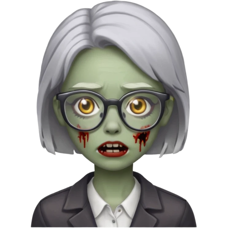 zombie with glasses gray girl emoji