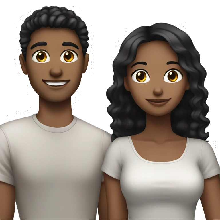 Blue eyed young guy with white, black haired girlfriend emoji