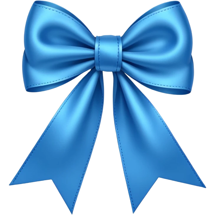 blue ribbon bow, simple, shiny emoji