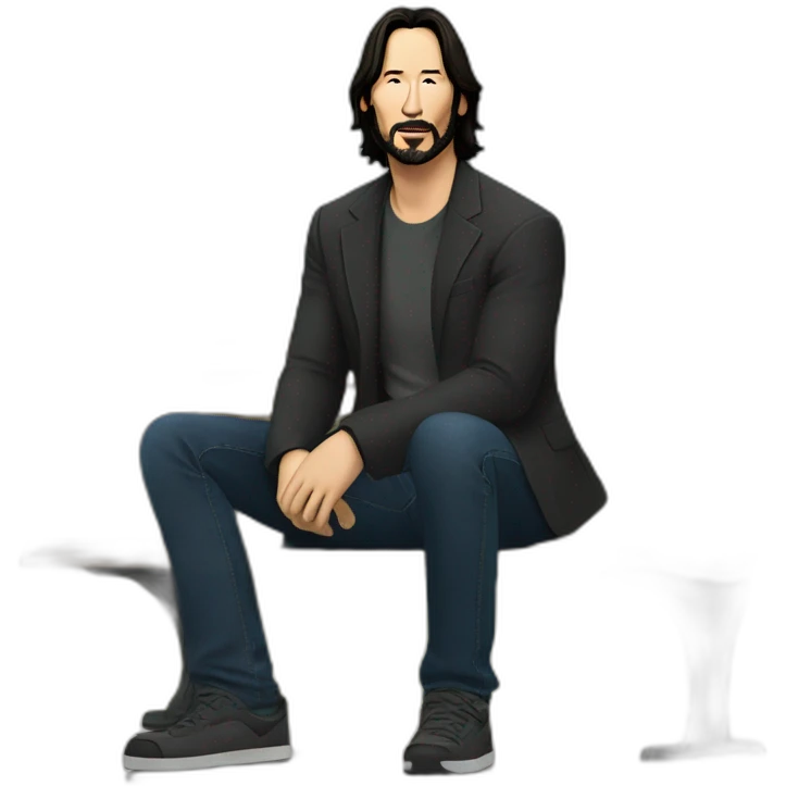 Keanu Reeves sitting on a bench emoji