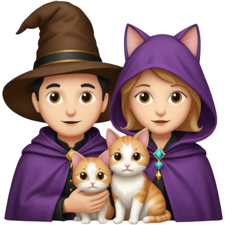 magician couple and their pet cat emoji
