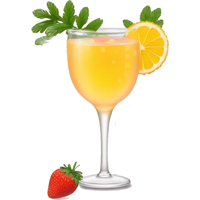 Mimosa with strawberry on rim emoji