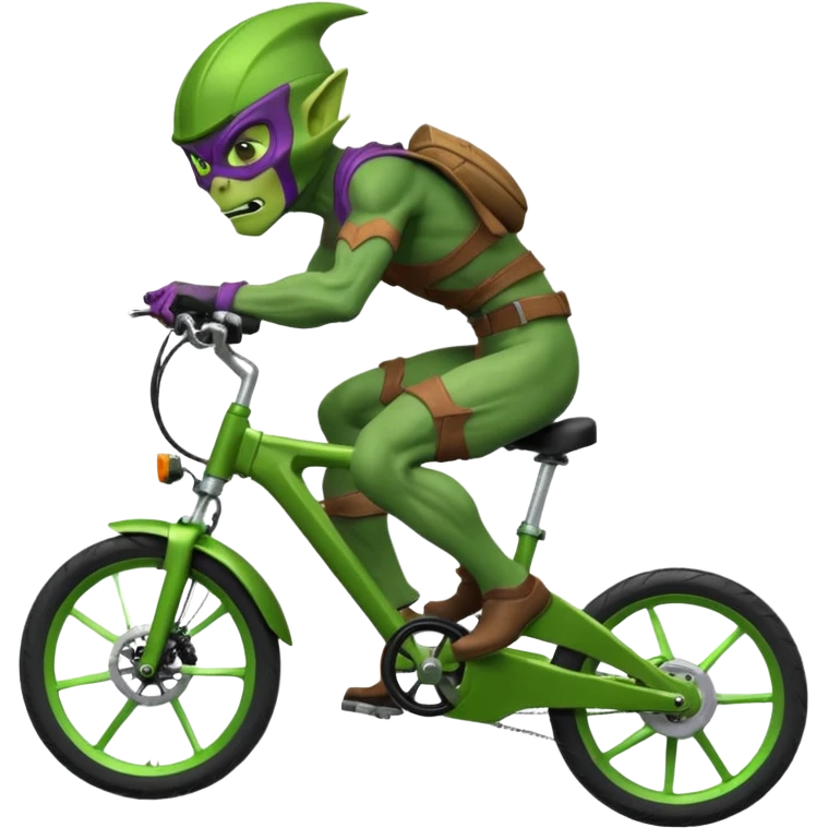 A green goblin on a Surron e bike emoji