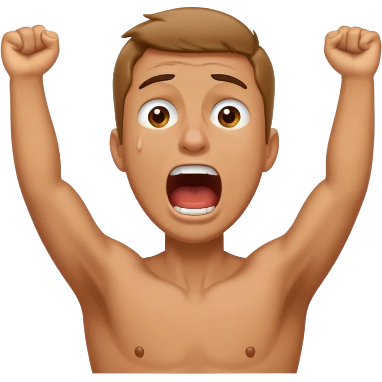 Guy screaming crying arms around neck emoji