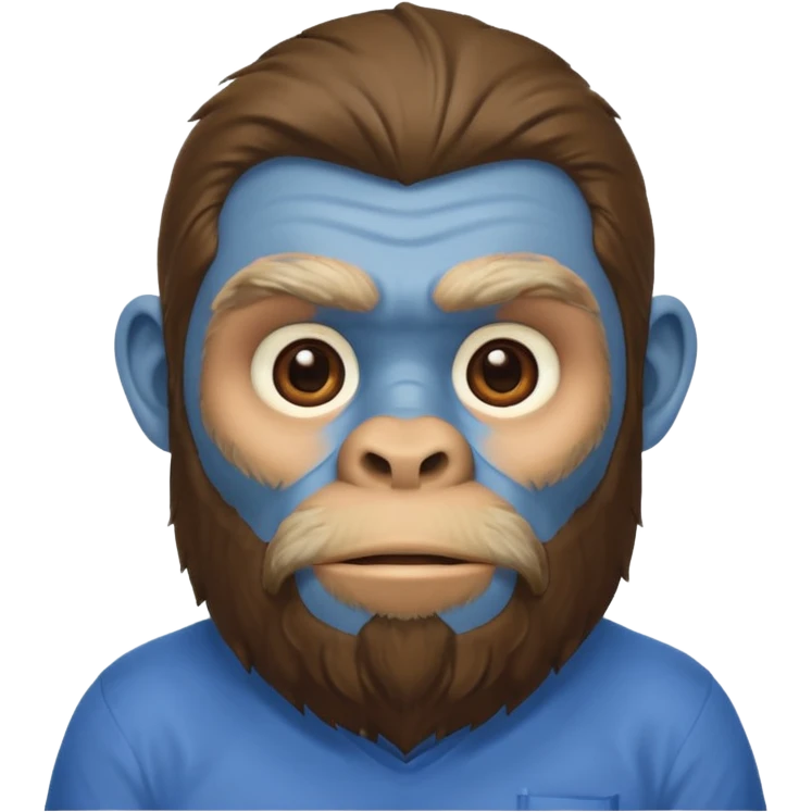 ancient ape, beard, blue shirt emoji