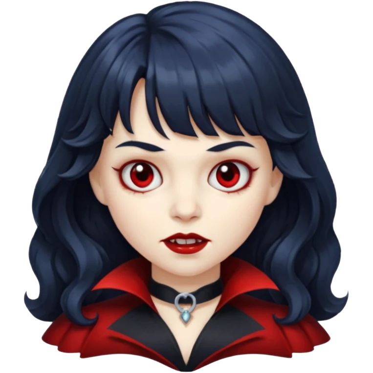 Make a vampire with bangs, big hair and wavy hair emoji