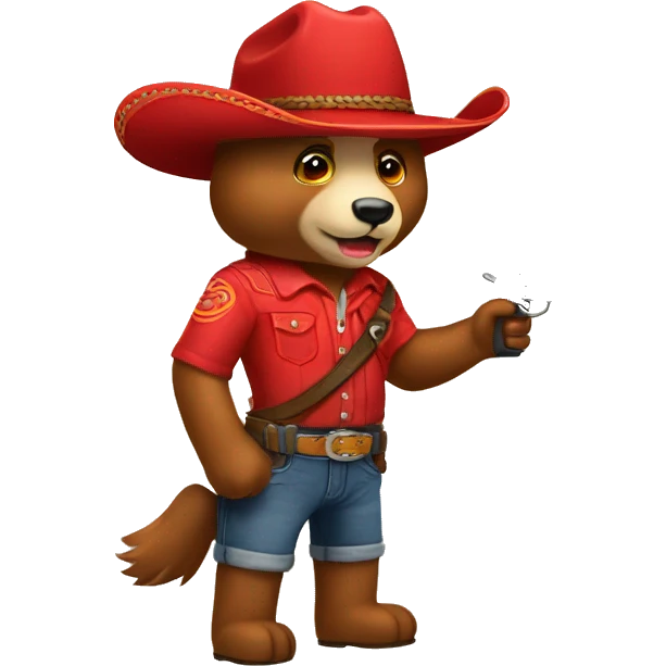Oso rojo con sombrero de vaquero emoji