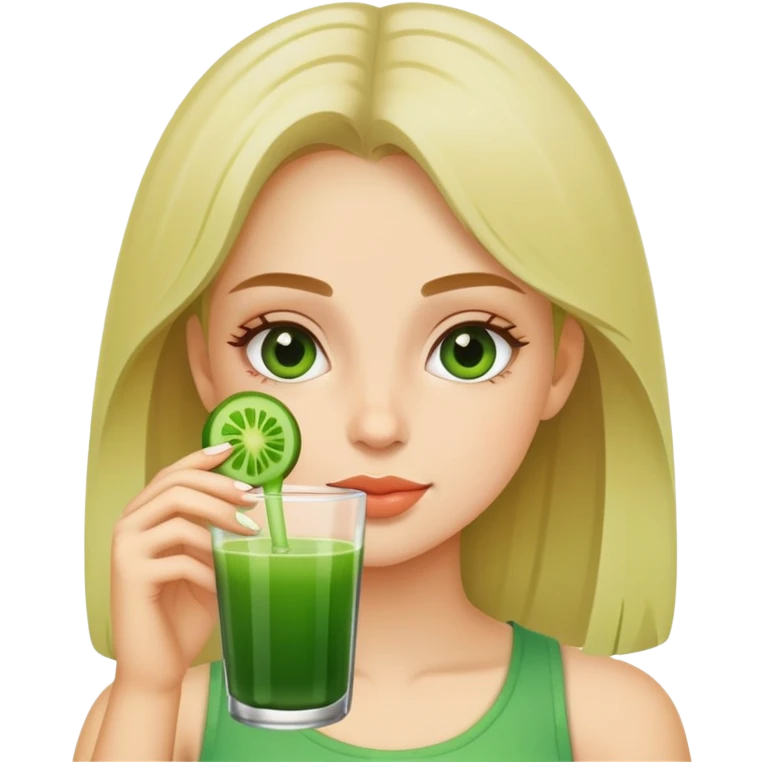 Girl drinking green juice emoji