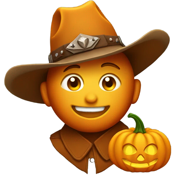 Pumpkin wearing cowboy hat emoji