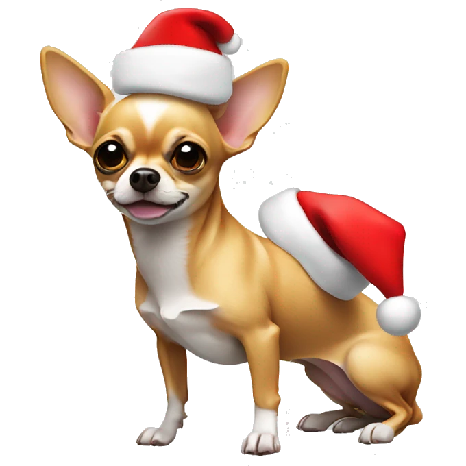 Chihuahua wearing a Santa hat emoji