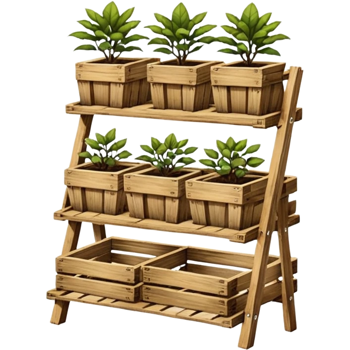 Plant racks made from the wood of old oak pallets  emoji
