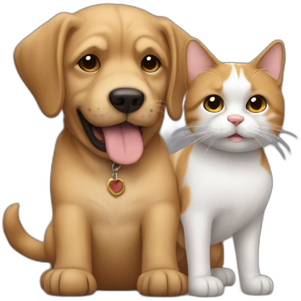 Chien qui fait un câlin à un chat  emoji