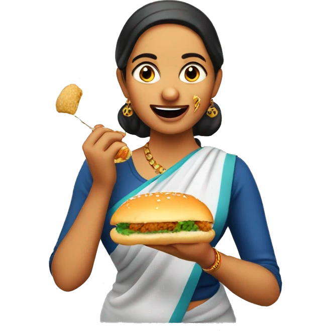 a marathi lady eating wadapav emoji