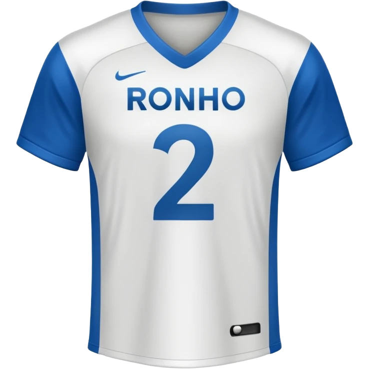 White football jersey at the back with number 22 and my name RONIHO  emoji