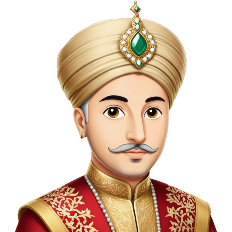 Suleiman the Magnificent – Cinematic Realistic Portrait of Suleiman the Magnificent, depicted as a regal Ottoman sultan in luxurious traditional attire with intricate patterns and a golden turban, his commanding gaze illuminated by warm, historic lighting, exuding majestic authority and timeless grandeur. emoji