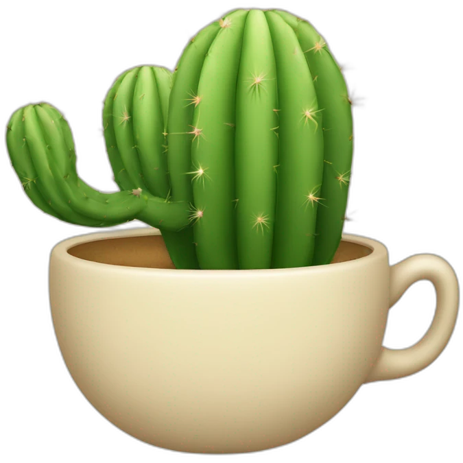 a teacup shaped like a cactus emoji