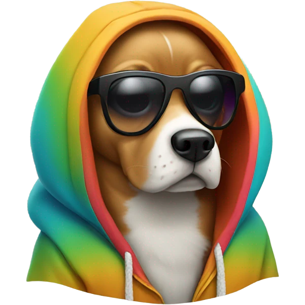 dog wearing a hoodie with sunglasses  emoji