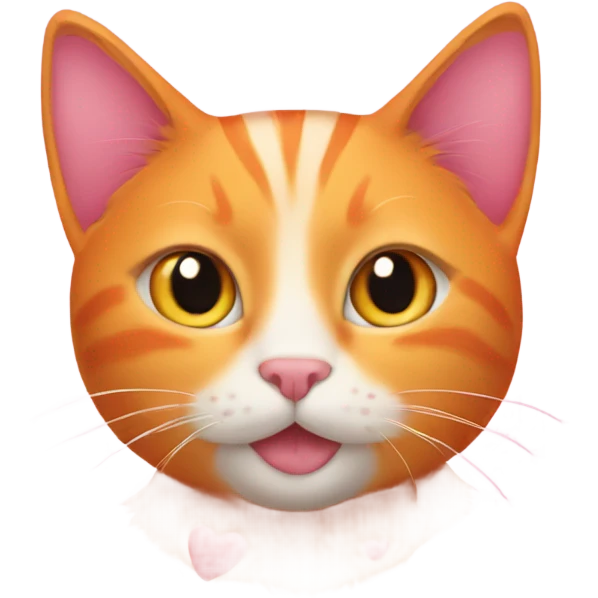 orange cat surrounded by pink hearts emoji