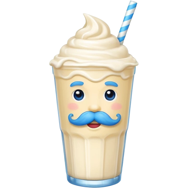 milkshake with blue mustache emoji