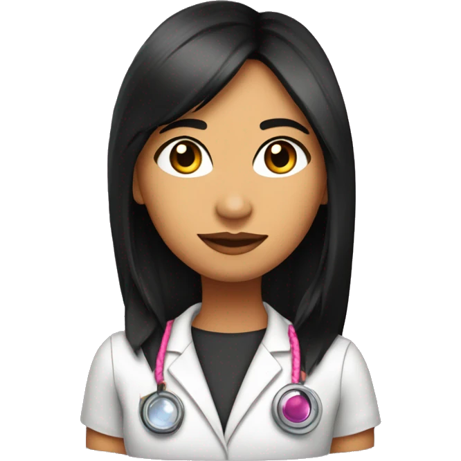  young beautiful Native American female idol scientist with feather earrings & long black hair with pink accents emoji