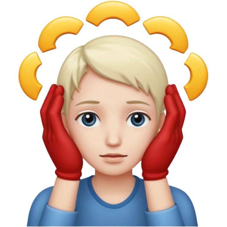 Tweaking hands holding head emoji