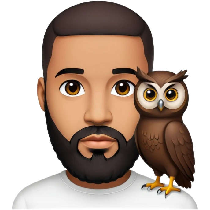 Drake rapper with beard and OVO owl logo emoji