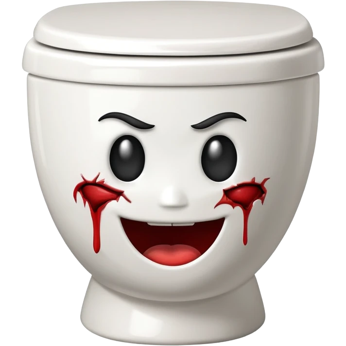 Toilet with evil smile head on its inside emoji