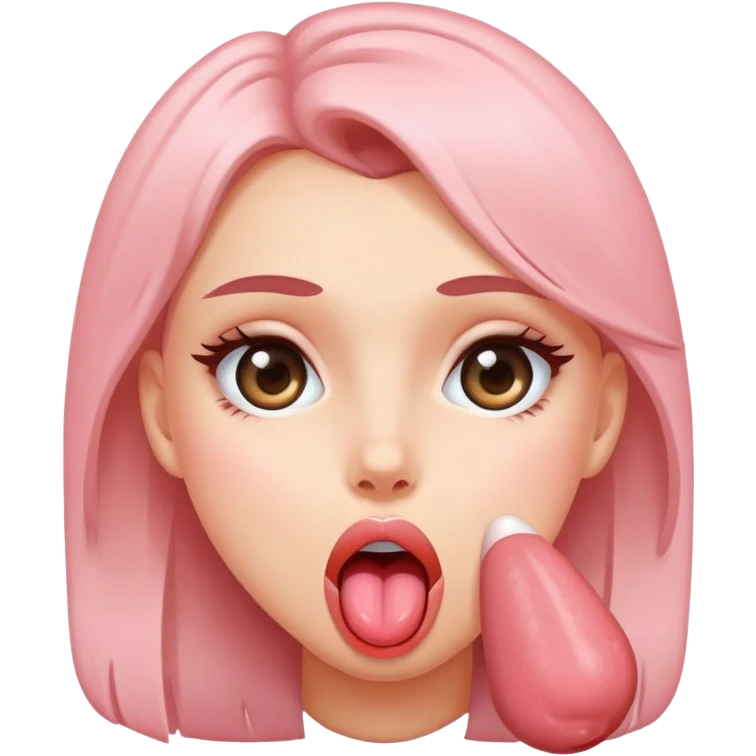 girl, eyes rolled, tongue out, blush, cum on face emoji