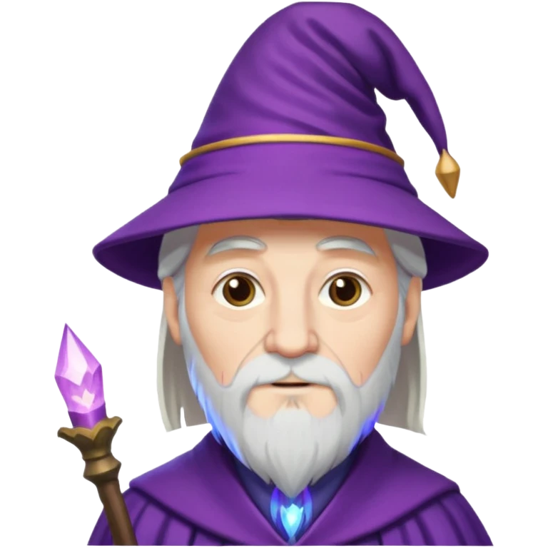 dumbledore, white hair, wear purple magic hat emoji