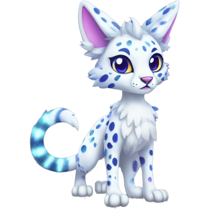 Cute Kawaii Epic Ethereal Sparkly Colorful Sergal-Serval-Vernid full body emoji