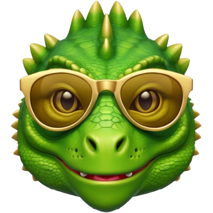 rich capitalist iguana head with golden glossy sunglasses emoji