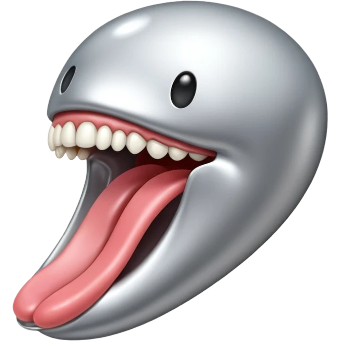 in isolated tongue (no face) made of silver emoji