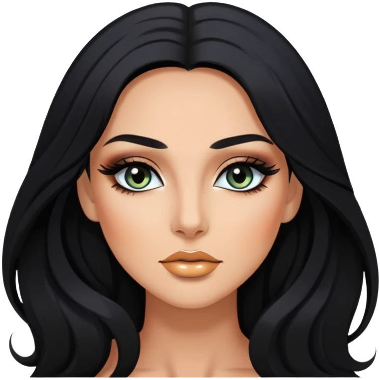  long hair, pretty eyes, pretty makeup, pretty bratz baddie emoji