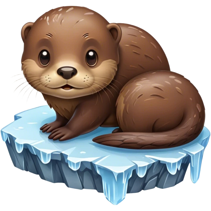 Ice stuck to an otter's body. emoji