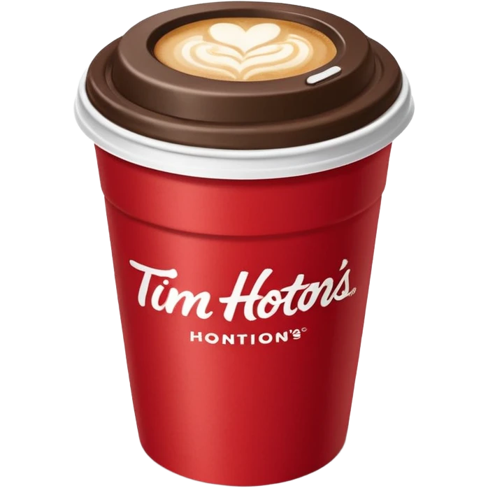 Tim Hortons coffee, it should be red cup with white write writing " Tim Hortons" and a White lid emoji