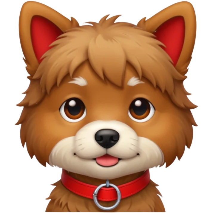 Small scruffy dog with a red collar  emoji