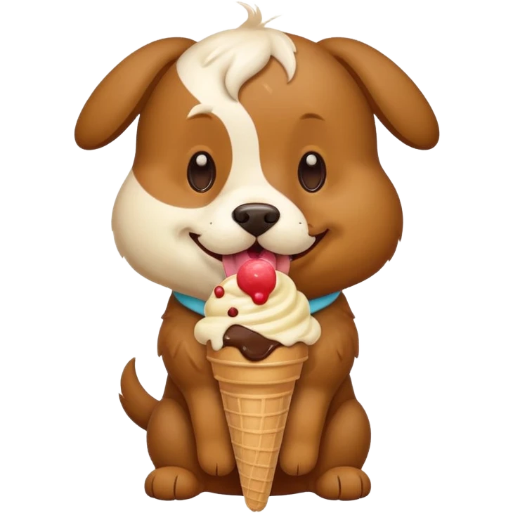 Dog with an ice cream emoji
