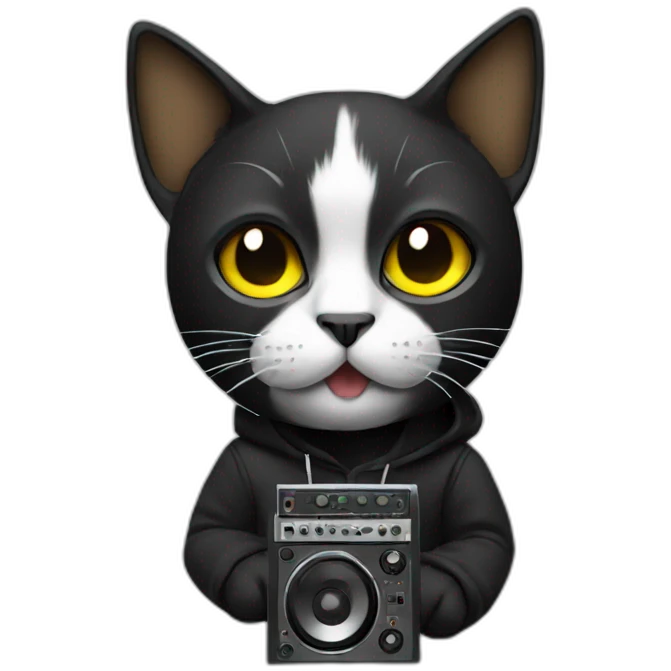 black DJ CAT emoji