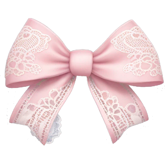 light pink bow with white lace  emoji