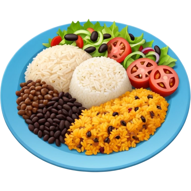 Food plate with rice, bean, minced meat and salad emoji