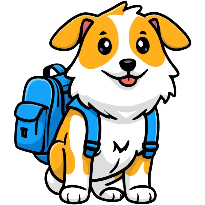 dog wearing a backpack emoji