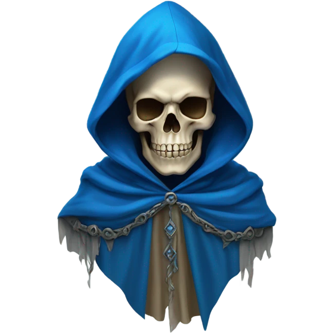 skull wearing blue hood and cloak emoji