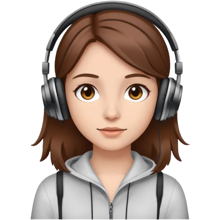 Girl with brown hair with headphones on emoji