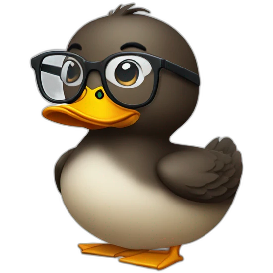 duck wearing glasses with dark hair emoji